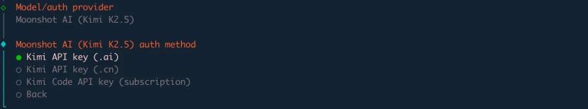 Select Model/auth Method