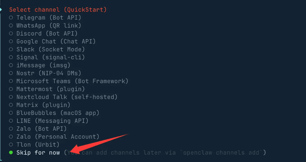 Finish setup and skip optional integrations